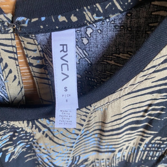 RVCA Women's Black Palm Leaf Print Sleeve-Less Dress Size Small - Picture 3 of 6